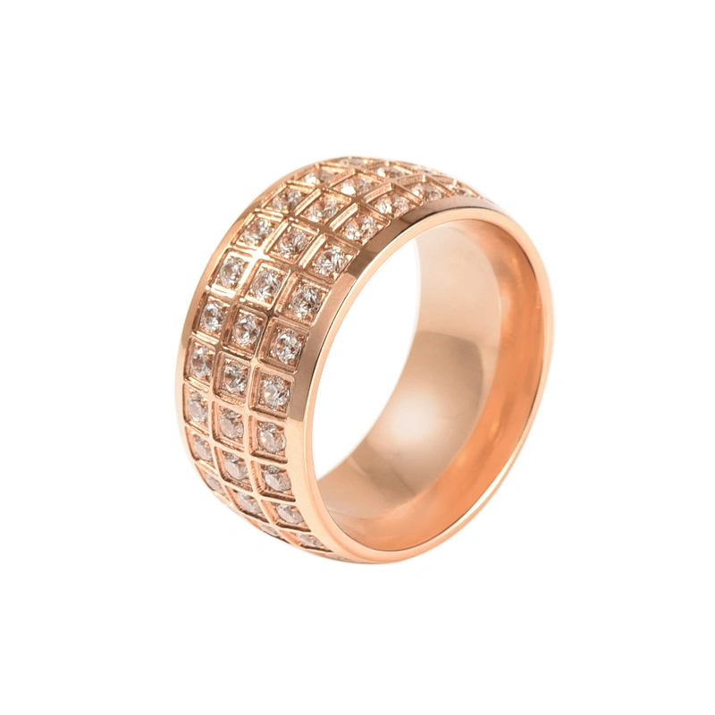 Wollet Wholesale Custom Zircon Wedding Rings Jewelry 316l Gold Plated Stainless Steel Ring For Women