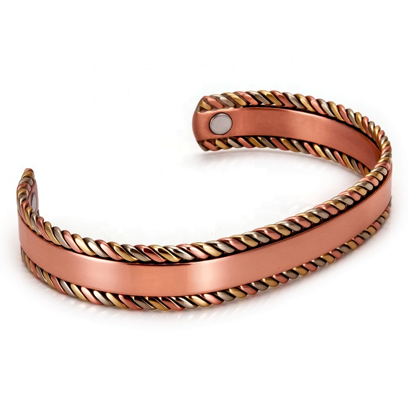 Wollet Wholesale Magnetic Arthritis Pain Relief Energy Healthy Cuff Vintage Engraved Copper Bracelet