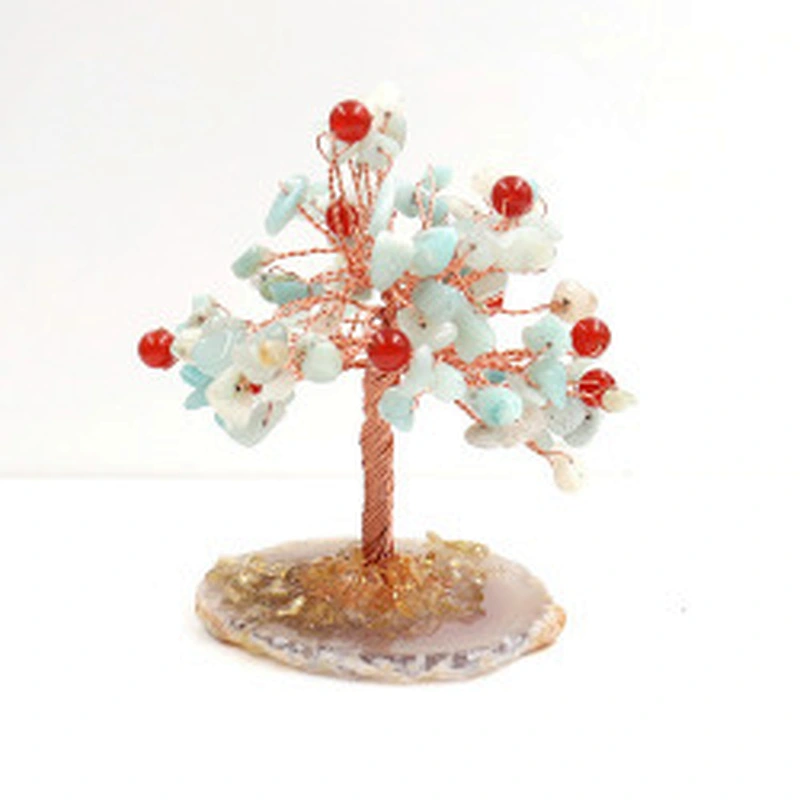 Wollet Natural Crystal Crushed Stone Fortune Tree Home Decoration