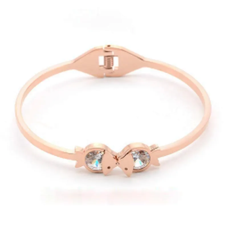 Wollet New Design Fashion Adjustable Love Bracelet Rose Gold Stainless Steel Bracelet