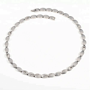 Wollet Fashion 316L Stainless Steel Bio Magnetic CZ Stone Energy Health Necklace