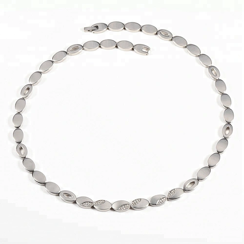Wollet Fashion 316L Stainless Steel Bio Magnetic CZ Stone Energy Health Necklace