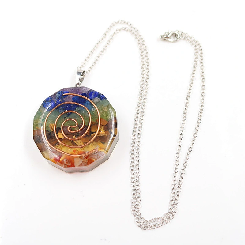 Wollet Natural Crystal Organ Double Spiral Chakra Power Stone Pendant