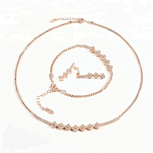 Wollet Fashion CZ Stone Copper Magnetic Gold Plated Jewelry Set