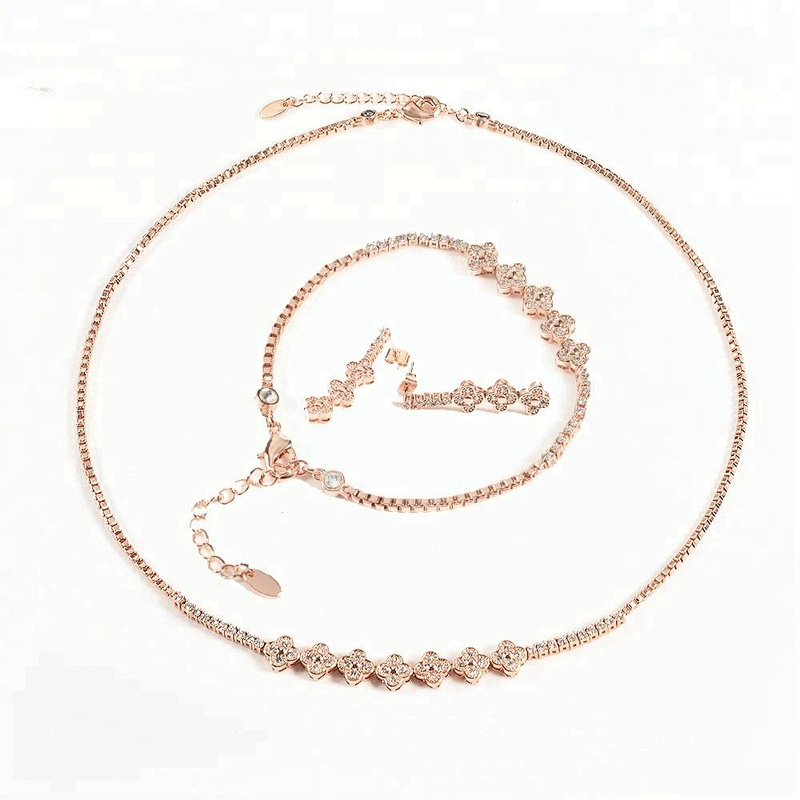 Wollet Fashion CZ Stone Copper Magnetic Gold Plated Jewelry Set