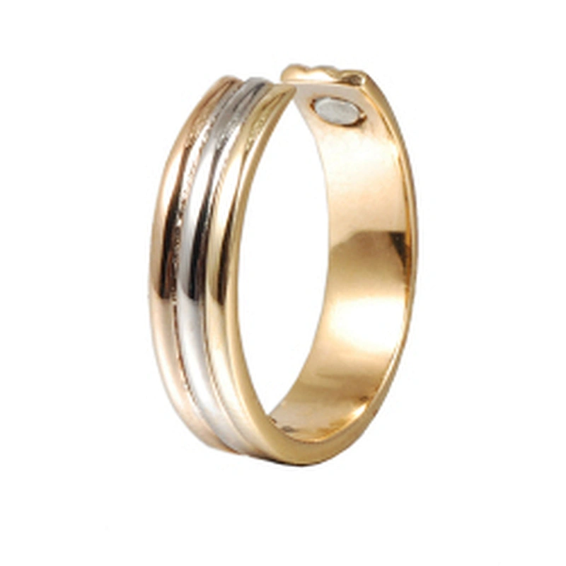 Screw Design Gold Plated Magnetic Mens Antique Copper Ring