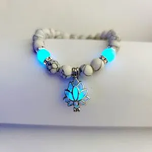 Wollet Energy Glowing Lotus Sanskrit Beaded Bracelet