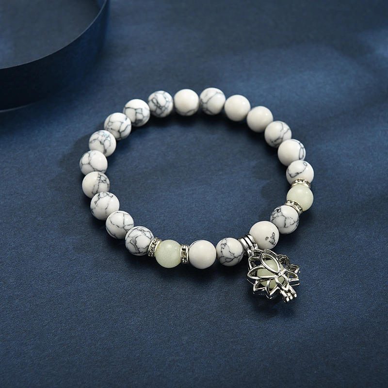 Wollet Energy Glowing Lotus Sanskrit Beaded Bracelet