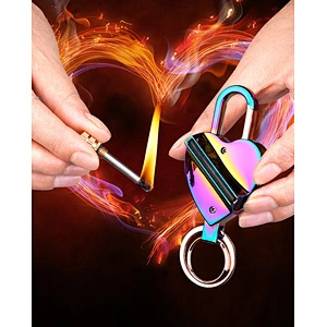 Wollet New Heart-shaped Design LED Light Flint Lighter Keyring Ring Gas Keychain Lighter