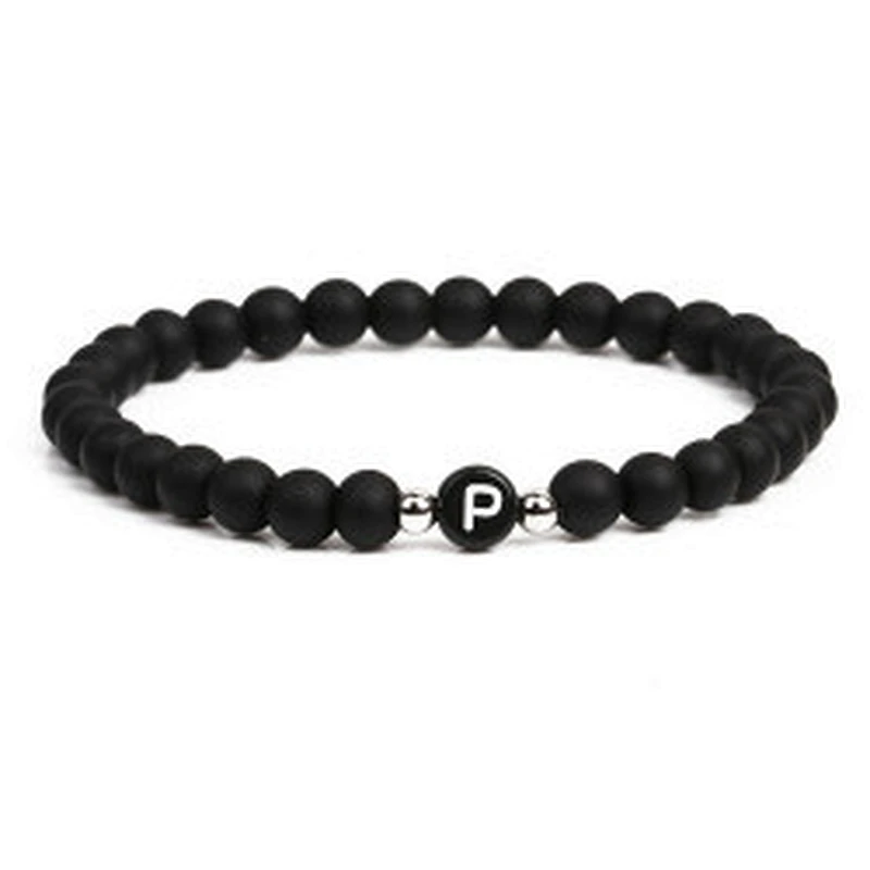 Wollet fashion black small natural lava rock stone bead bracelet