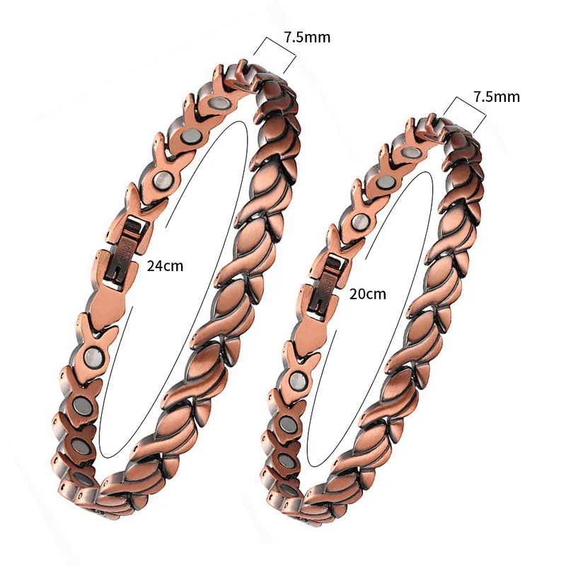 Wollet Fashion Health Copper Metal Bracelets Jewellery Copper Magnetic WoMen Anklet