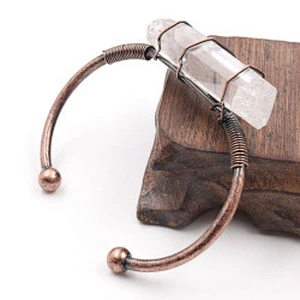 Wollet Natural White Crystal Hexagonal Column DIY Winding Opening Adjustable Bracelet