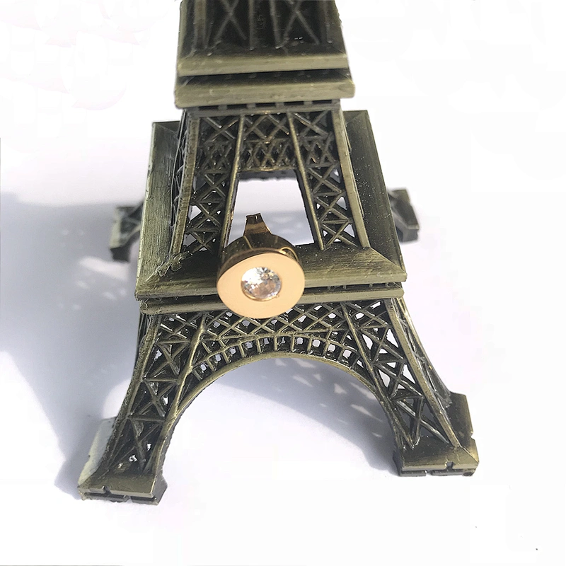 Wollet Fashion Multifaceted CZ Stone Rose Gold Energy Magnetic Stainless Steel Earring