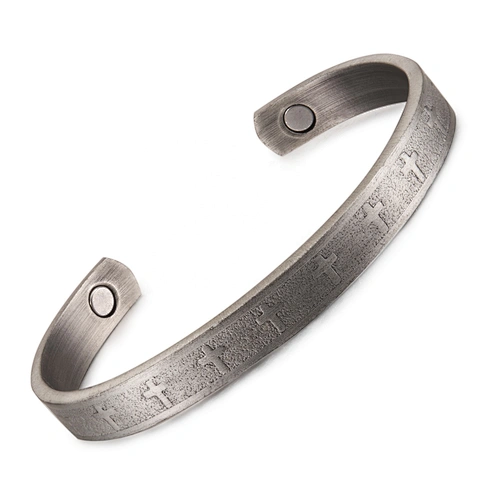 Wollet Mens Silver Bangle  Arthritis Pain Relief Therapy Healthy Copper Magnetic Bracelet