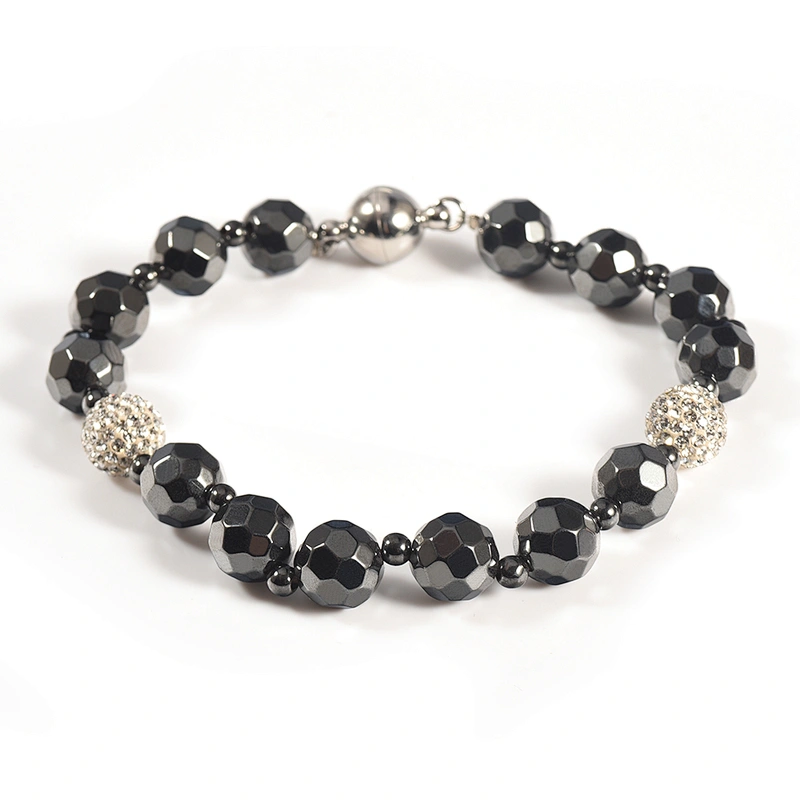 Wollet Fashion Multi-Faced Hematite Magnetic Shambhala Bead Bracelet