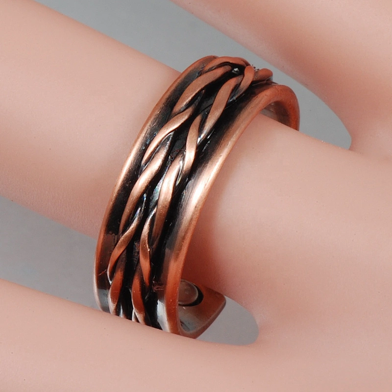 Wollet Magnetic Copper Ring Arthritis Women Pure Copper Rings for Women Adjustable Health with 3PCS Magnets