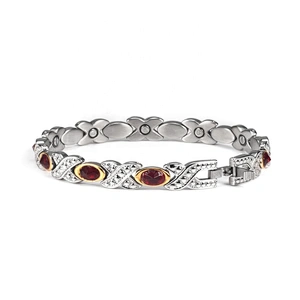 Wollet Fashion Stainless Steel Magnetic Bracelet Anklet With Multicolor Natural Crystal Jewelry