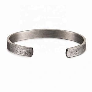 Wollet Mens Silver Bangle  Arthritis Pain Relief Therapy Healthy Copper Magnetic Bracelet