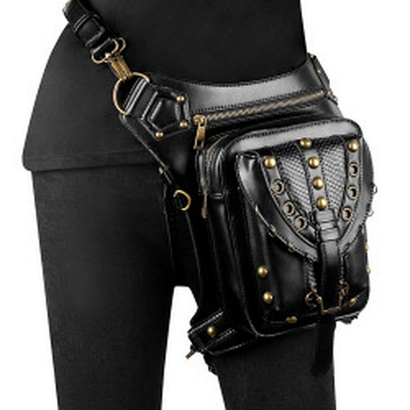 Wollet Ladies One Shoulder Crossbody Waist Bag Steampunk Retro Motorcycle Bag