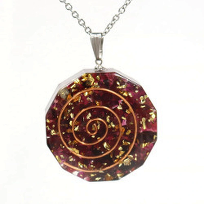 Wollet Natural Crystal Organ Double Spiral Chakra Power Stone Pendant