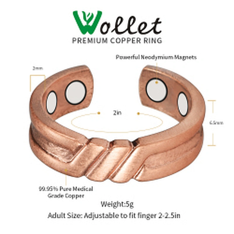 Wollet Original Pain Relief Pure Copper Antique Finger Rings Jewelry Bio Magnetic Therapy Copper Ring For Arthritis