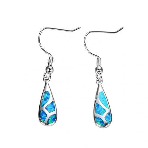 925 Sterling Silver White Opal Drop Earrings Delicate Silver Earrings