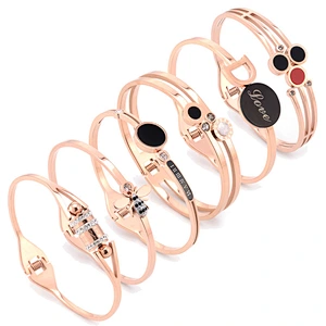 Wollet New Design Fashion Adjustable Love Bracelet Rose Gold Stainless Steel Bracelet