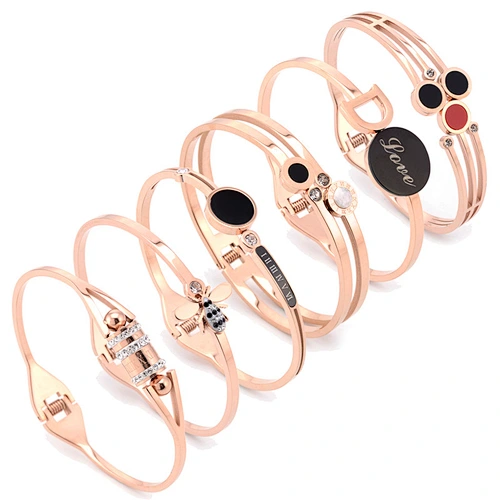 Wollet New Design Fashion Adjustable Love Bracelet Rose Gold Stainless Steel Bracelet