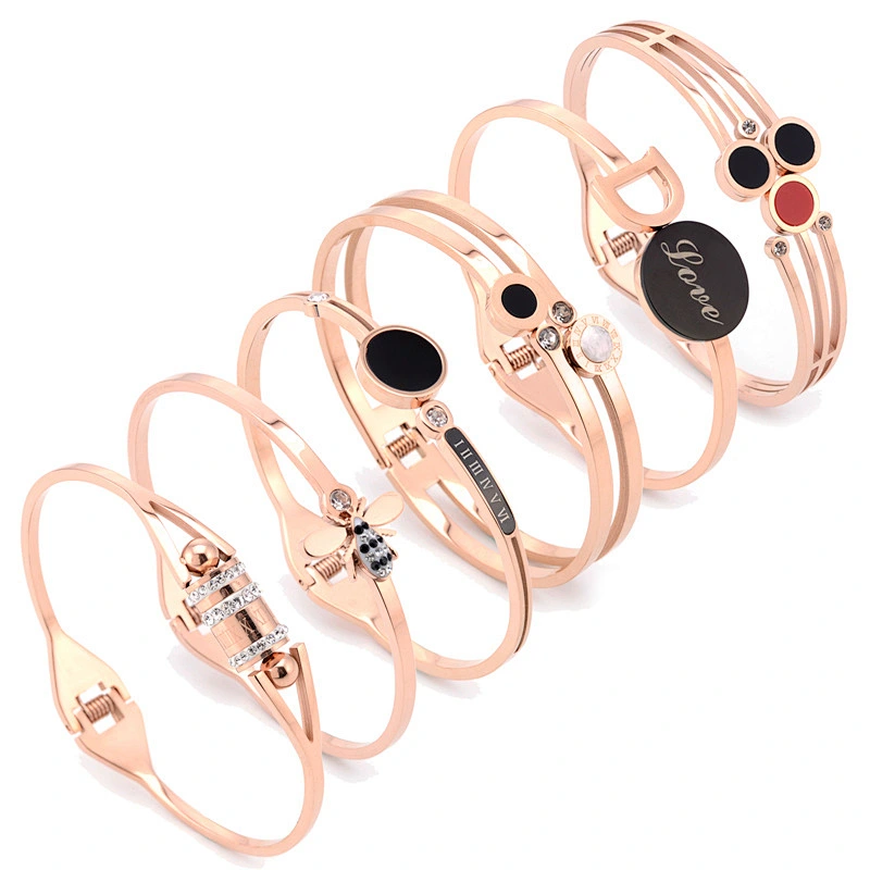 Wollet New Design Fashion Adjustable Love Bracelet Rose Gold Stainless Steel Bracelet