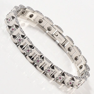 Wollet Fashion Zircon Semicircle 316L Stainless Steel Bio Magnetic Bracelet