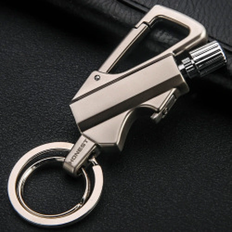 Wollet New Design Flint Lighter Keyring Ring Gas Silver Keychain Lighter