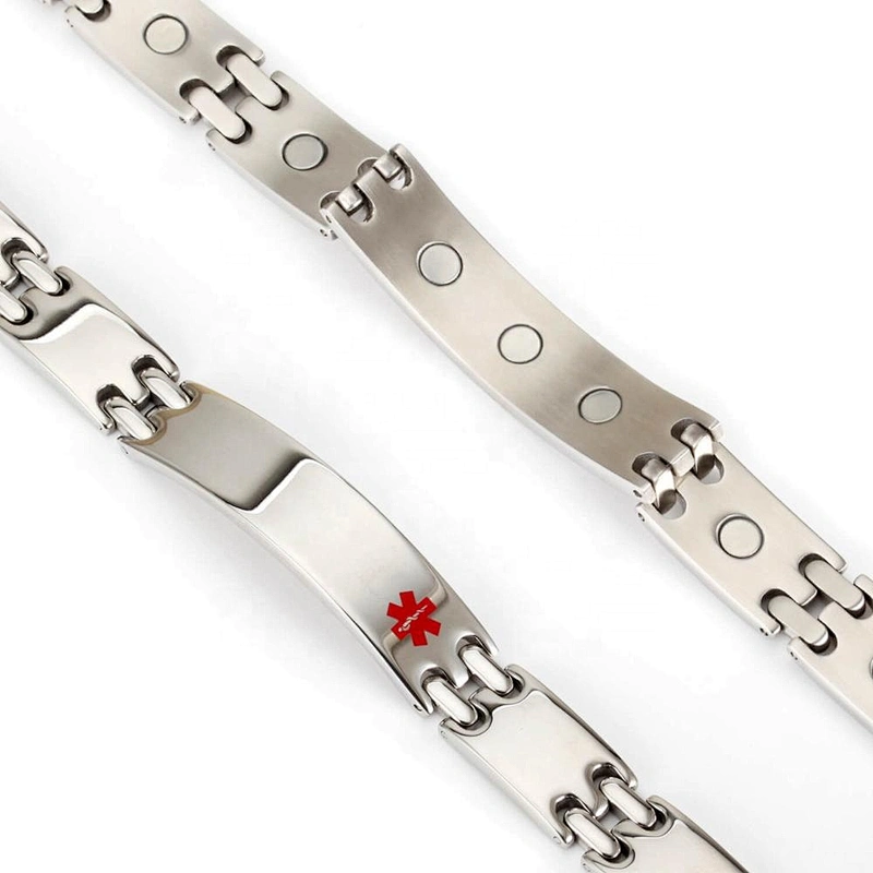 Wollet Wholesale Stainless Steel Emergency Diabetic Magnetic Medical Identification Id Alert Bracelet