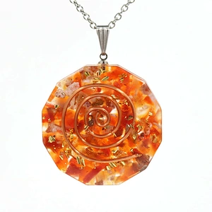 Wollet Natural Crystal Organ Double Spiral Chakra Power Stone Pendant