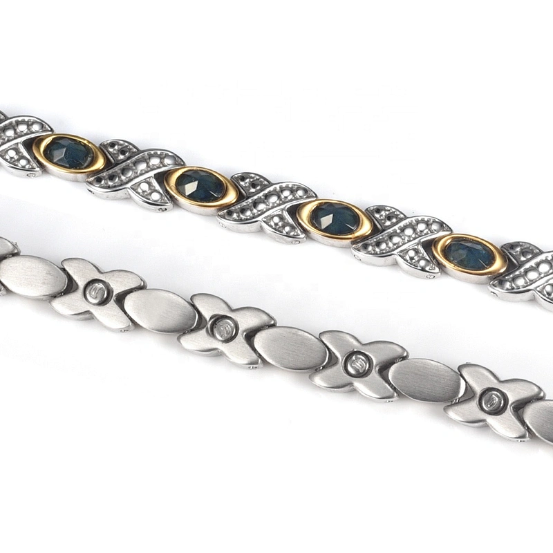 Wollet Fashion Stainless Steel Magnetic Bracelet Anklet With Multicolor Natural Crystal Jewelry