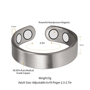 Wollet Magnetic Copper Ring Arthritis Women Pure Copper Rings for Women Adjustable Health with 3PCS Magnets