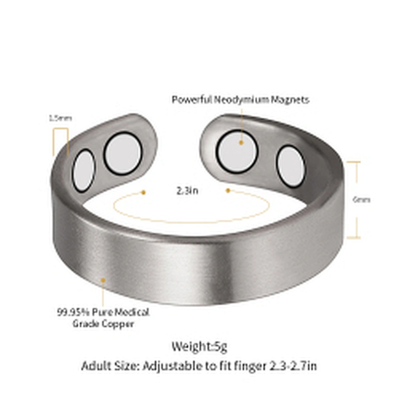 Wollet Magnetic Copper Ring Arthritis Women Pure Copper Rings for Women Adjustable Health with 3PCS Magnets