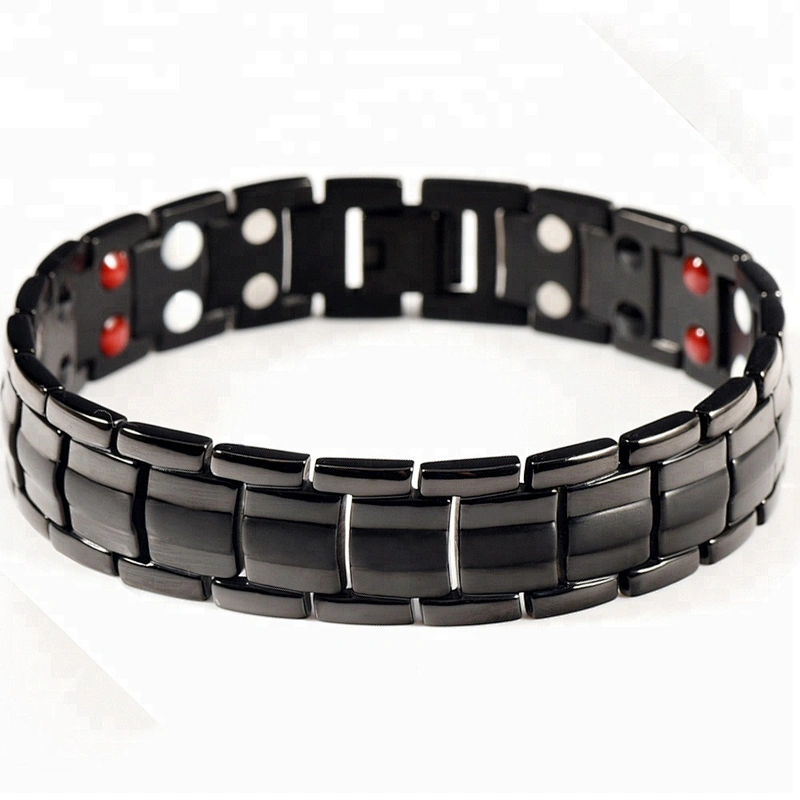Wollet Hot 4 In 1 Energy Double Row 316L Stainless Steel Titanium Bio Magnetic Bracelet