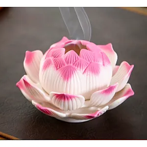 Wollet Home Interior Zen Decoration Ceramic Color Lotus Incense Burner Aromatherapy Burner Crafts