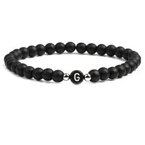 Wollet fashion black small natural lava rock stone bead bracelet