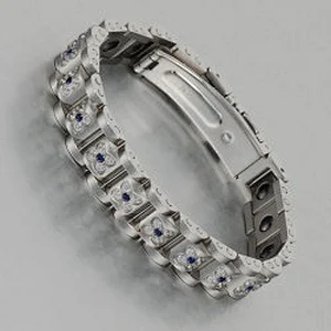 Wollet Fashion Zircon Semicircle 316L Stainless Steel Bio Magnetic Bracelet