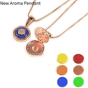 Wollet new design rose gold stainless steel diffuser fragance pendant for women