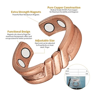 Wollet Magnetic Copper Ring Arthritis Women Pure Copper Rings for Women Adjustable Health with 3PCS Magnets
