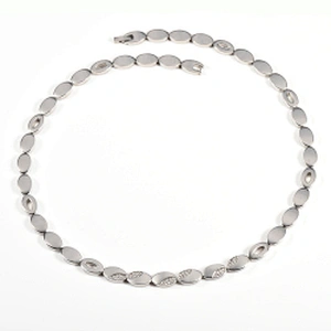 Wollet Fashion 316L Stainless Steel Bio Magnetic CZ Stone Energy Health Necklace