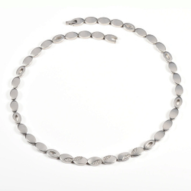 Wollet Fashion 316L Stainless Steel Bio Magnetic CZ Stone Energy Health Necklace