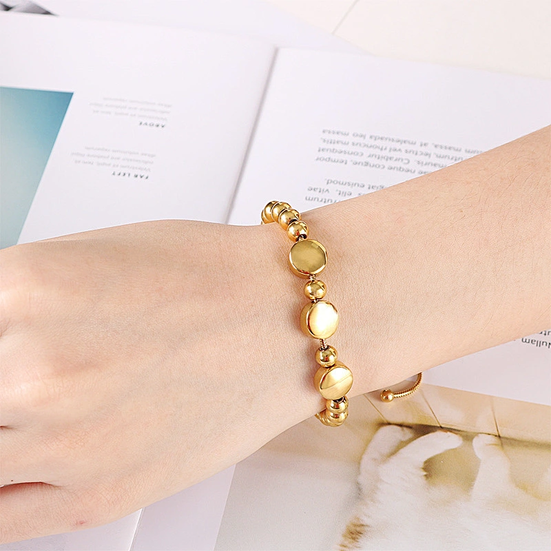 Wollet Fashion Women's New Stainless Steel Bead Adjustable Bracelet