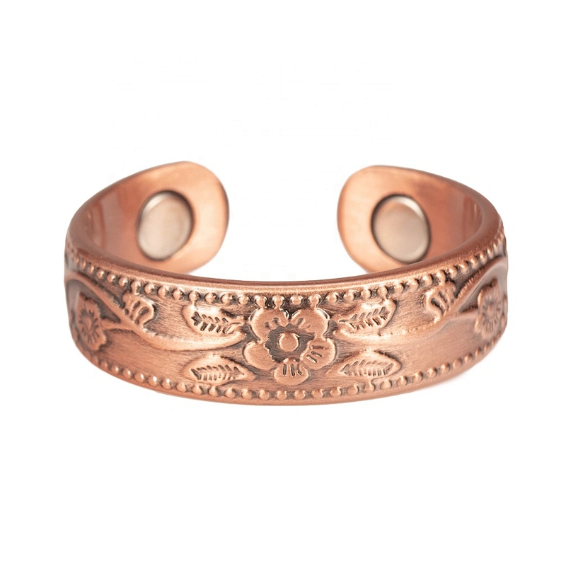 Wollet Magnetic Copper Ring Arthritis Women Pure Copper Rings for Women Adjustable Health with 3PCS Magnets