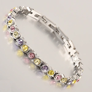 Small Amethyst Stainless Steel Tennis Bracelet Fashion Bijoux