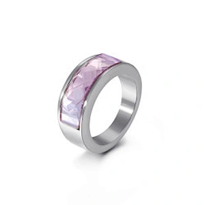 Wollet Classic Retro Multicolor Wedding Ring Crystal Glass Stainless Steel Ring