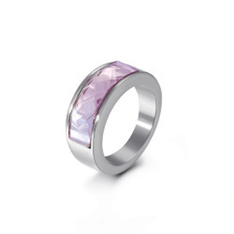 Wollet Classic Retro Multicolor Wedding Ring Crystal Glass Stainless Steel Ring