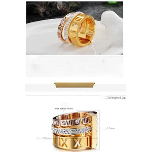 New style diamond Roman letter two-color fashion atmosphere women ring